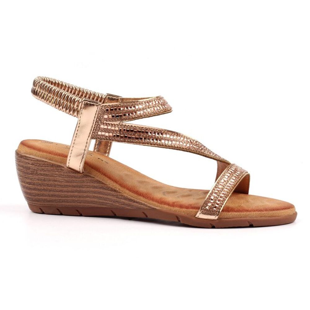 Lunar Womens/Ladies Darci Wedge Heel Sandals / Rose